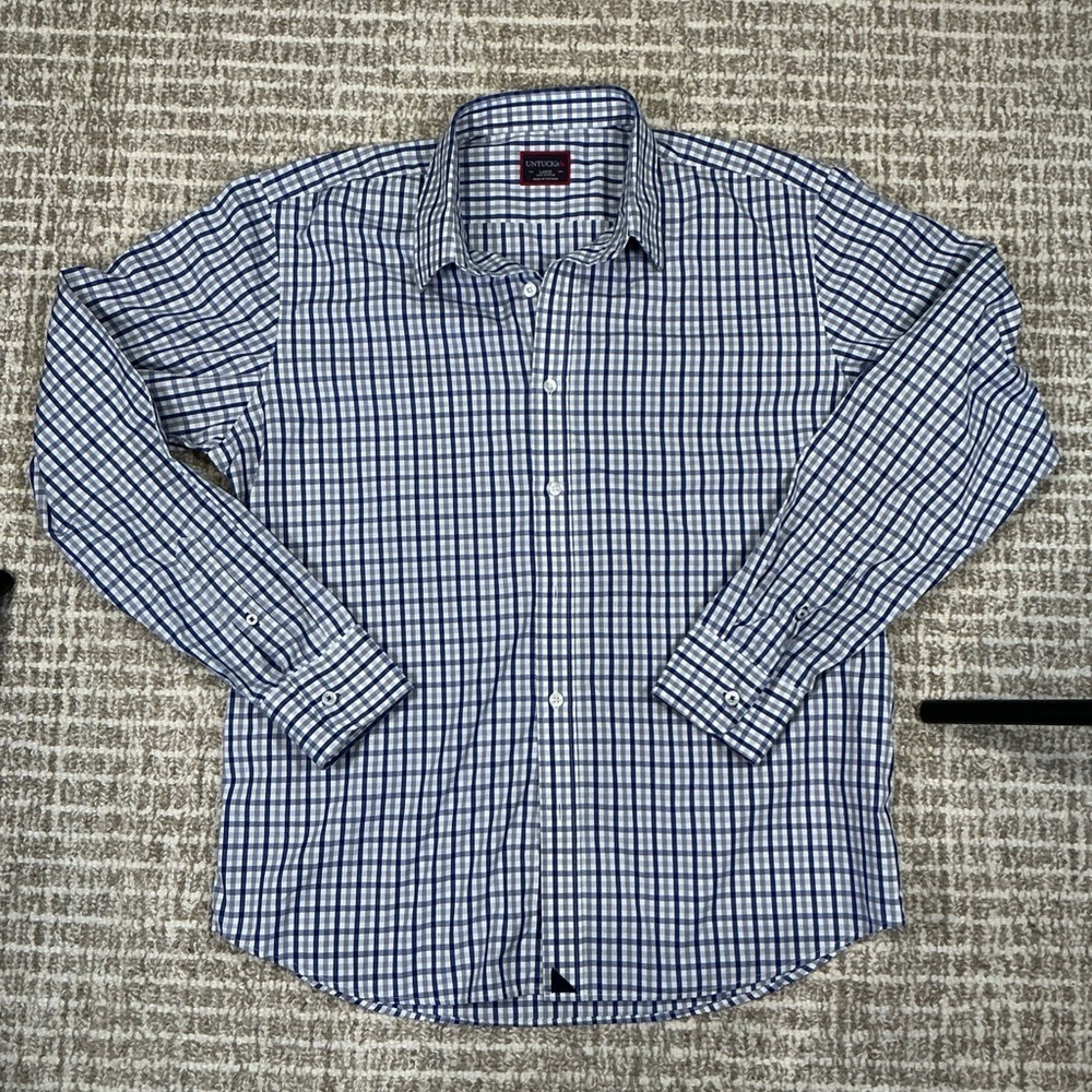 Men's New Without tag UNTUCKIT Button-down Long-Sleeve Checkered Shirt Sz Lg
